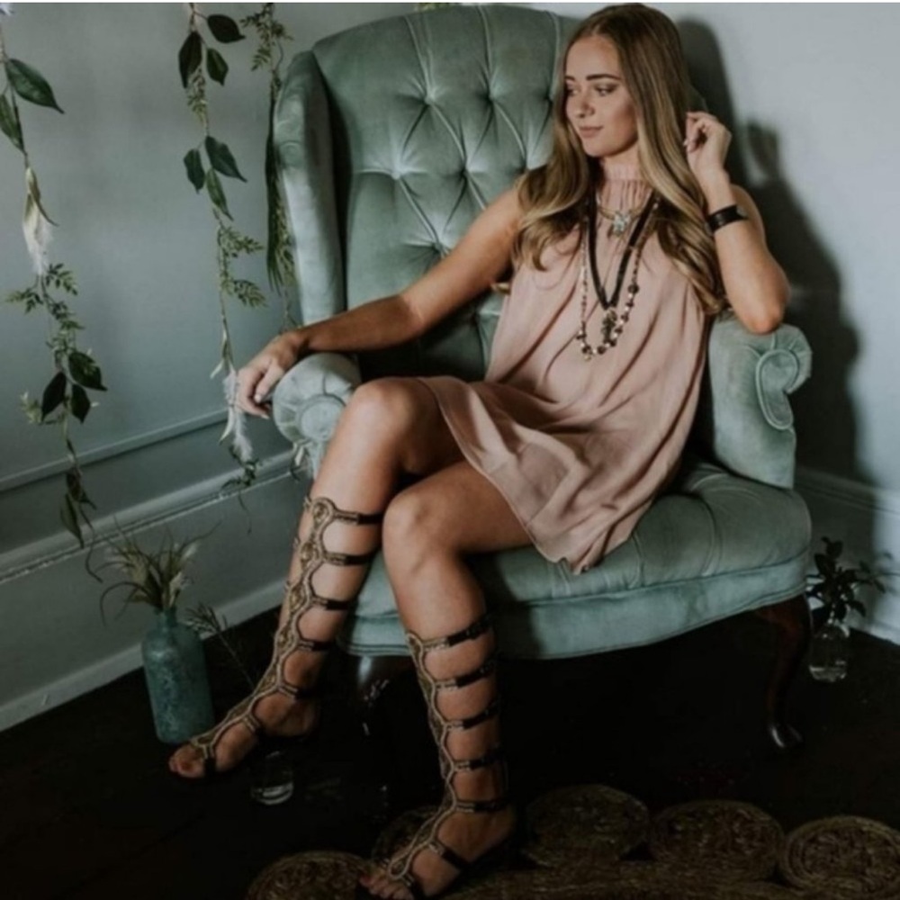 NWOB Rebels Velocity High Back Leather Gladiator Beaded Sandals